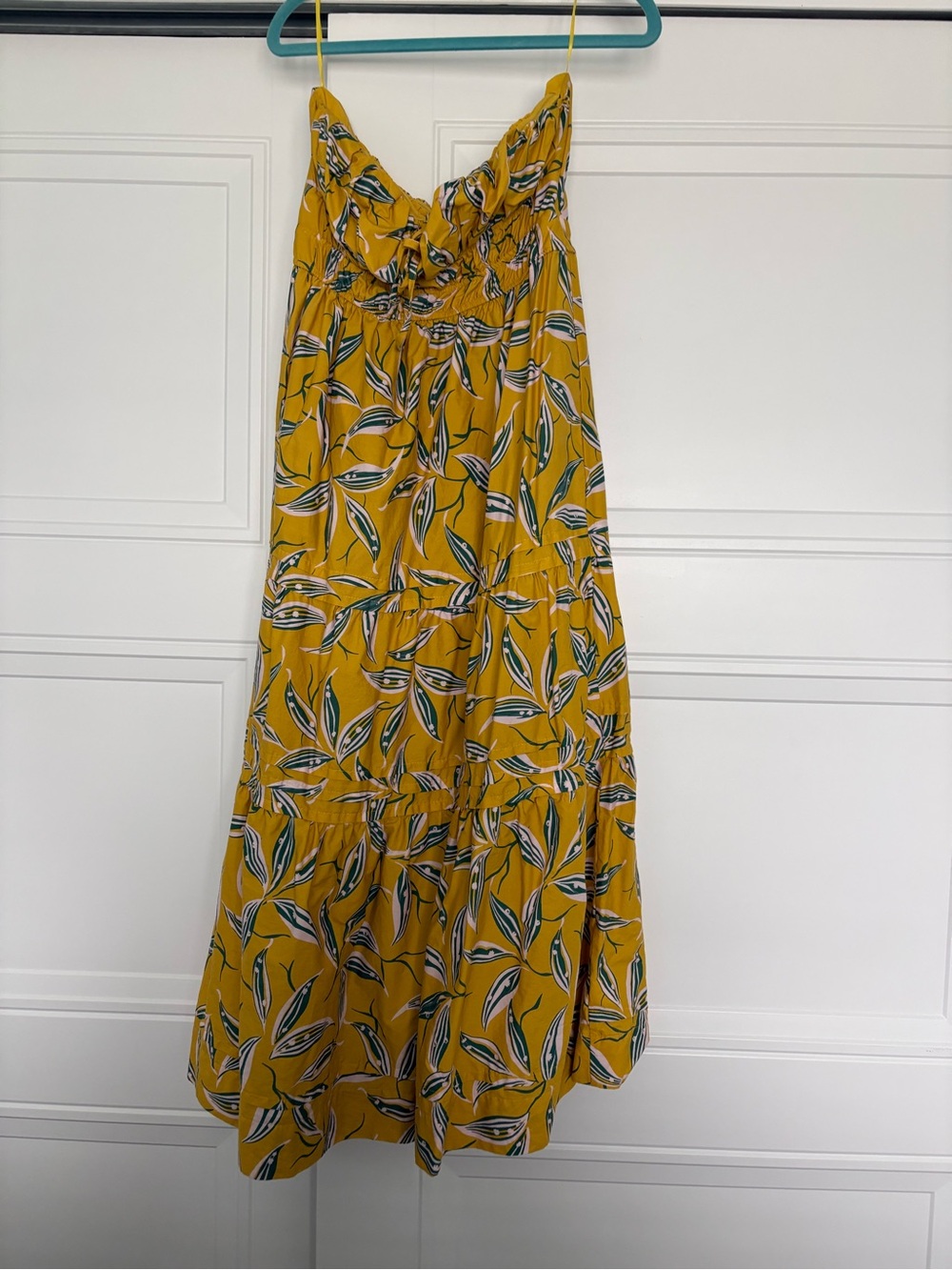 Mustard Yellow Floral Sundress with Green & Pink Print